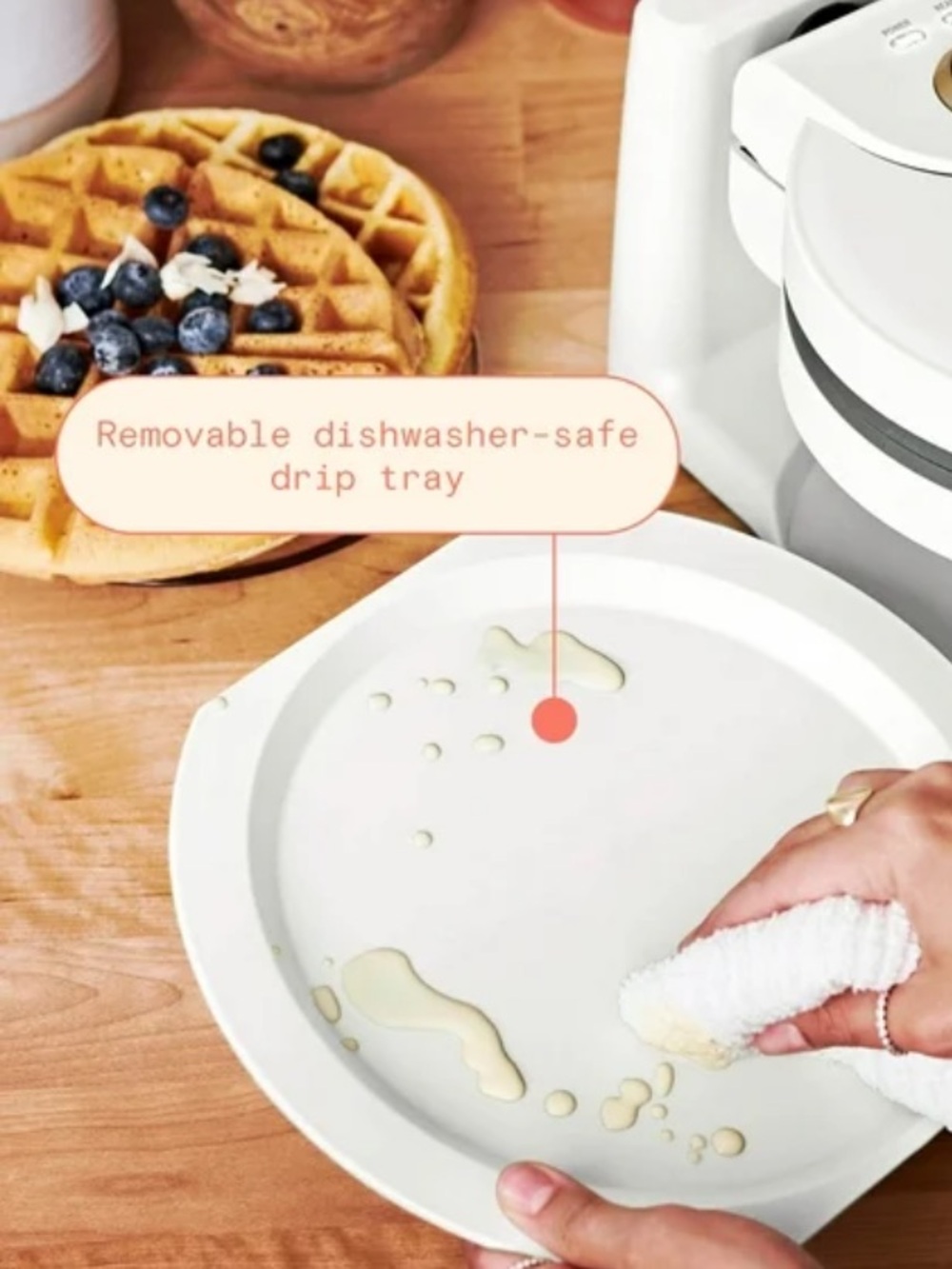 White Electric Waffle Maker Rotating- Compact Home Kitchen Appliance